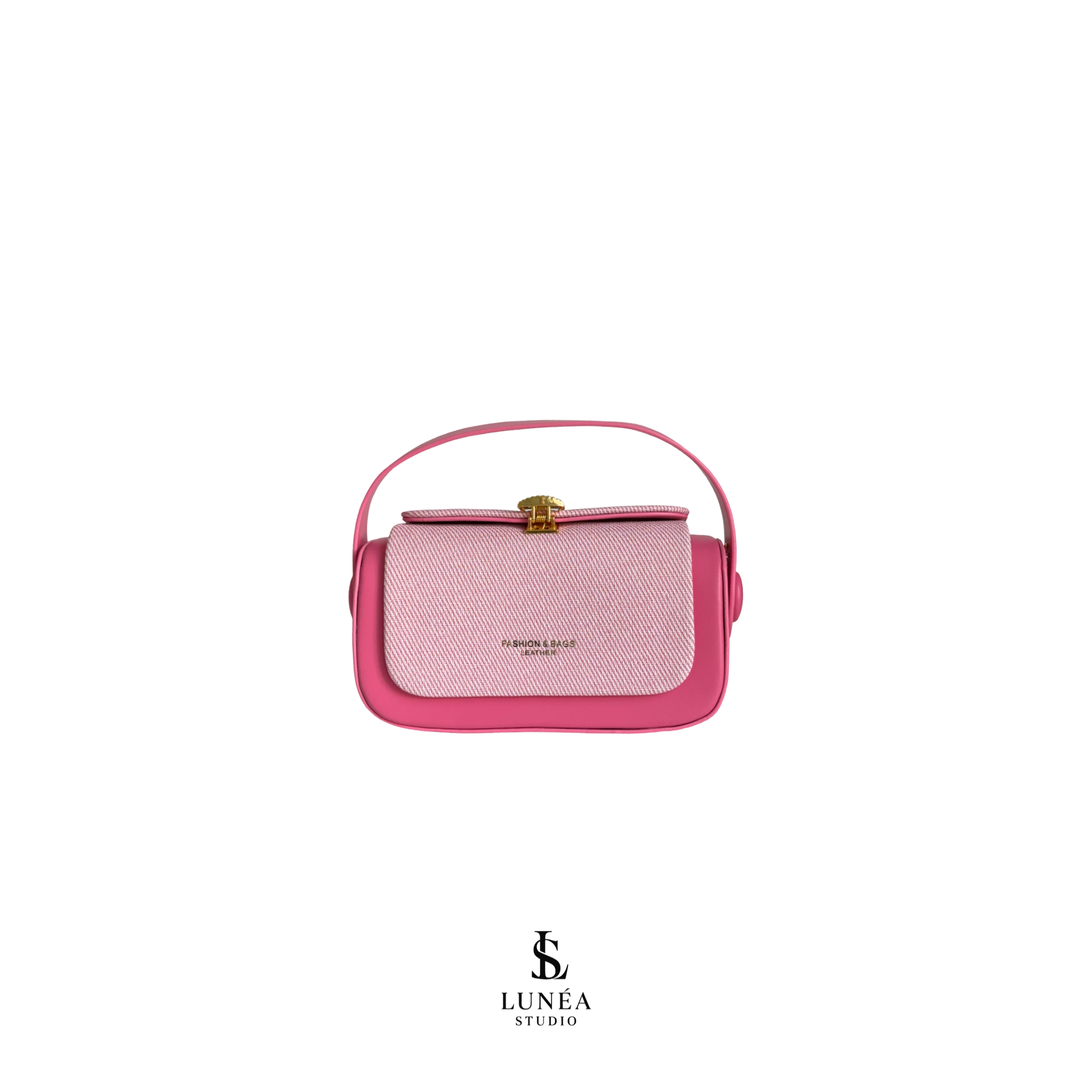 Rectangle Bag – Rosa Umhängetasche mit Stoffdetail & goldener Schnalle