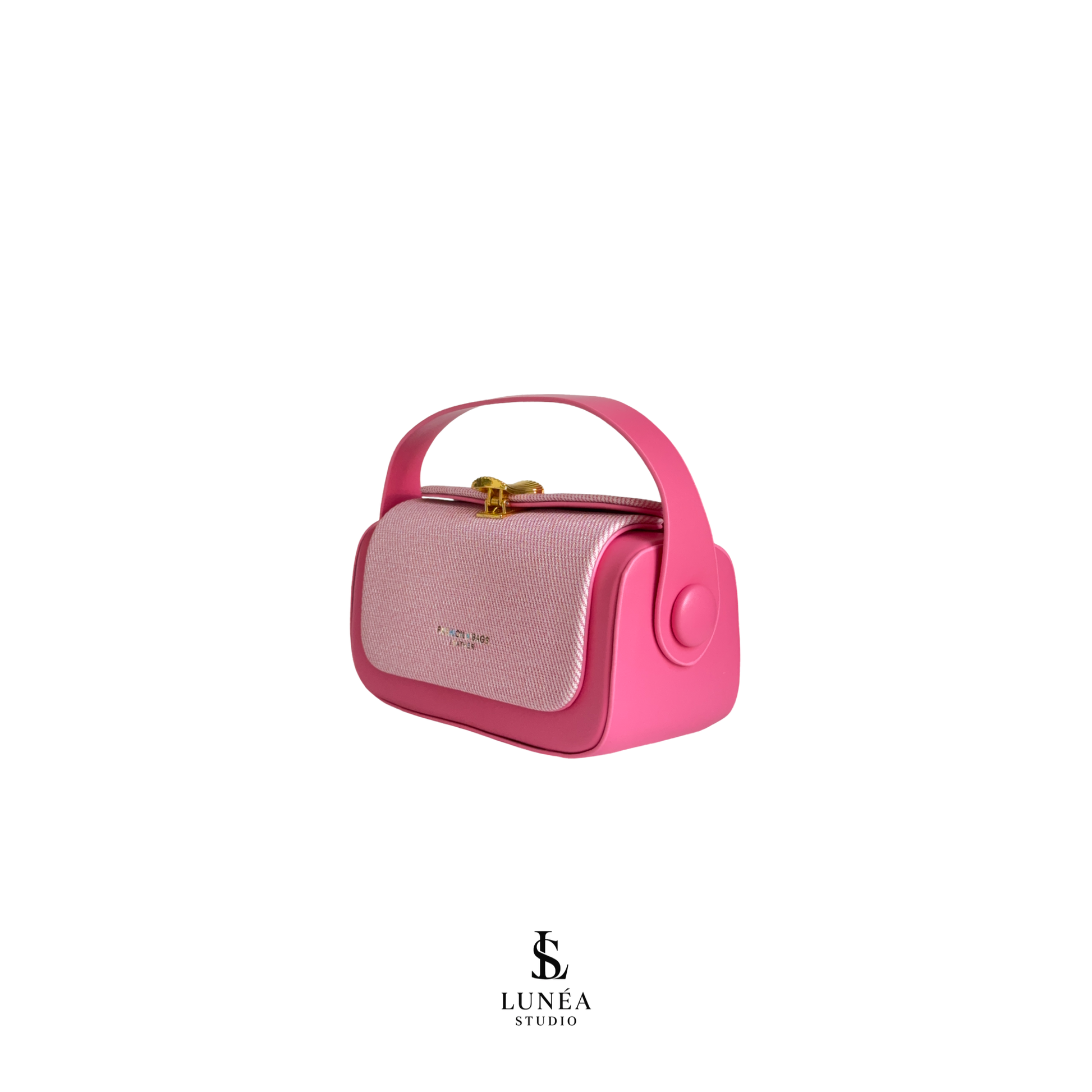 Rectangle Bag – Rosa Umhängetasche mit Stoffdetail & goldener Schnalle
