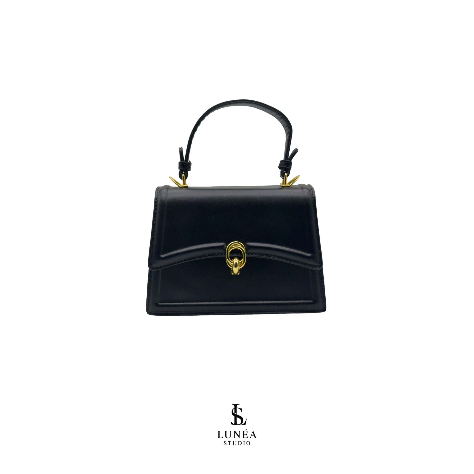 Mini Bag – Elegante vegane Handtasche in Schwarz mit Goldschnalle