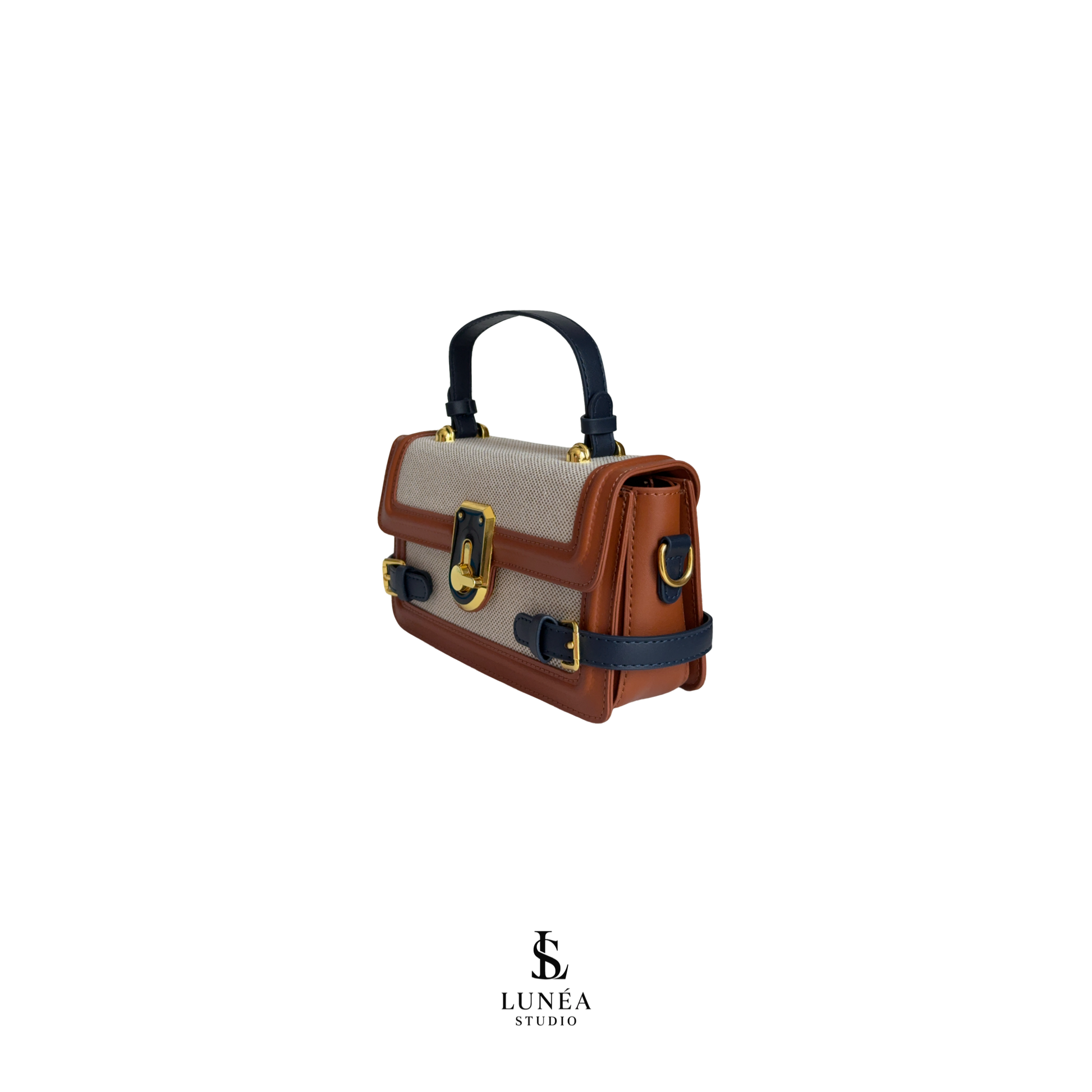 Marais Bag – Edle Umhängetasche in Cognac & Marine