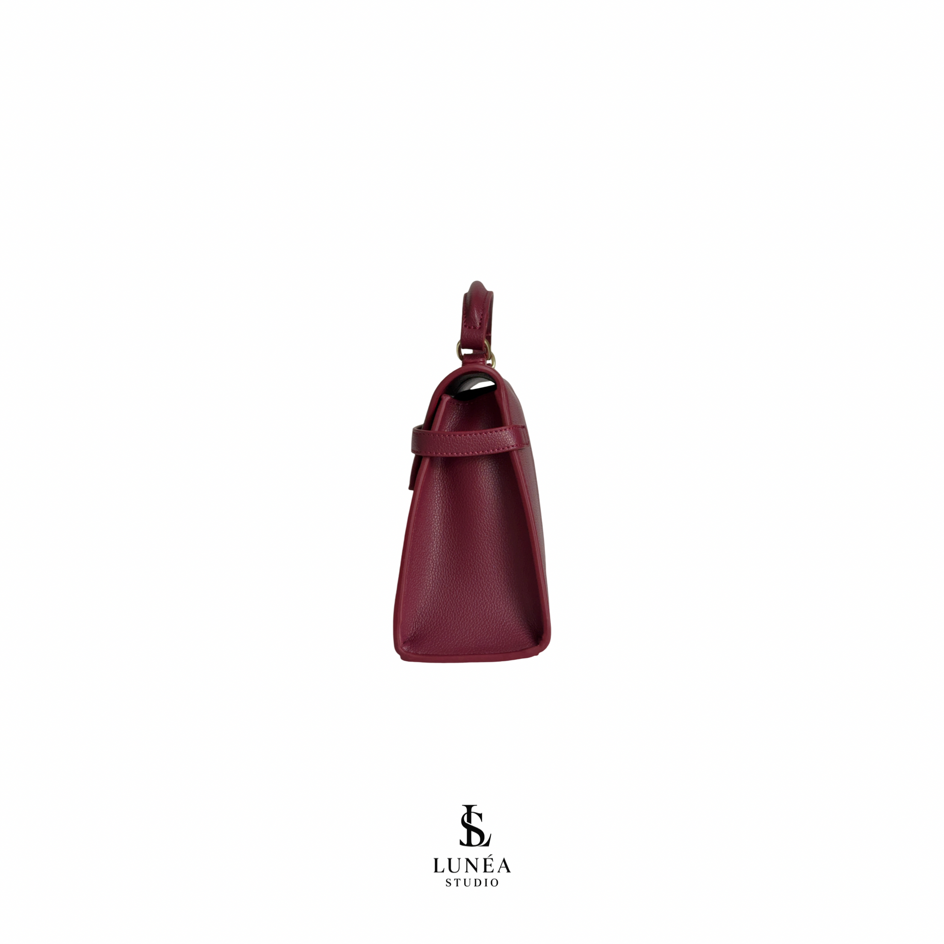 Clara Bag – Signature Handtasche in Burgunderrot mit Goldverschluss