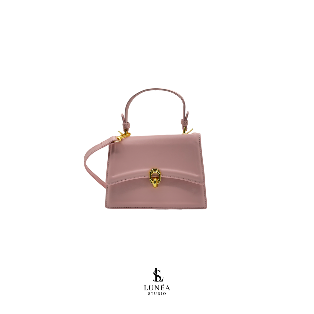 Mini Bag – Elegante vegane Handtasche in Rosé mit Goldschnalle