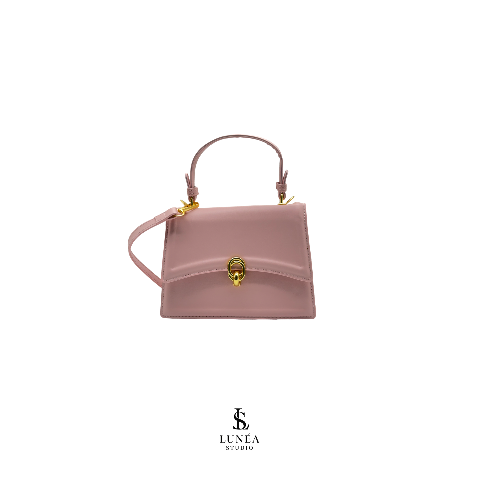 Mini Bag – Elegante vegane Handtasche in Rosé mit Goldschnalle