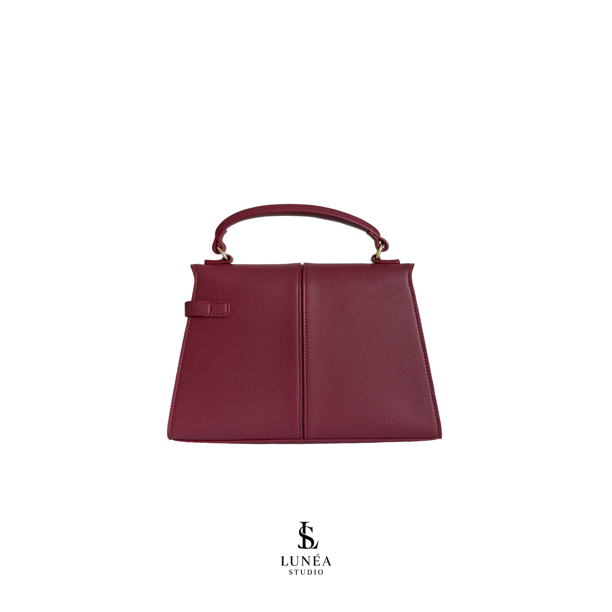 Clara Bag – Signature Handtasche in Burgunderrot mit Goldverschluss