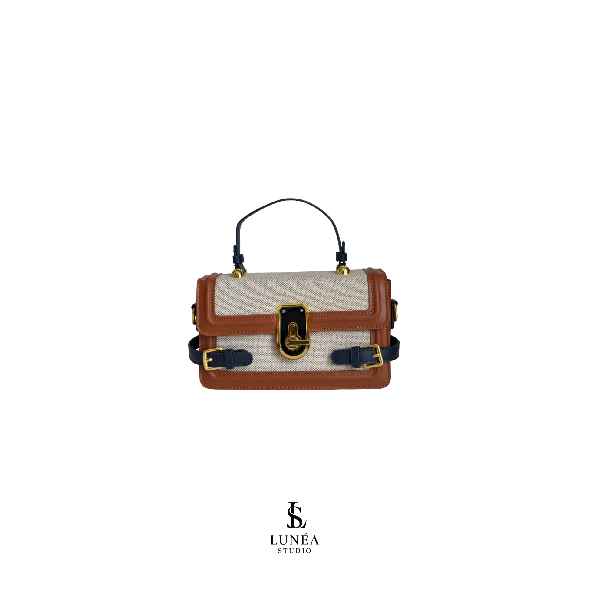 Marais Bag – Edle Umhängetasche in Cognac & Marine