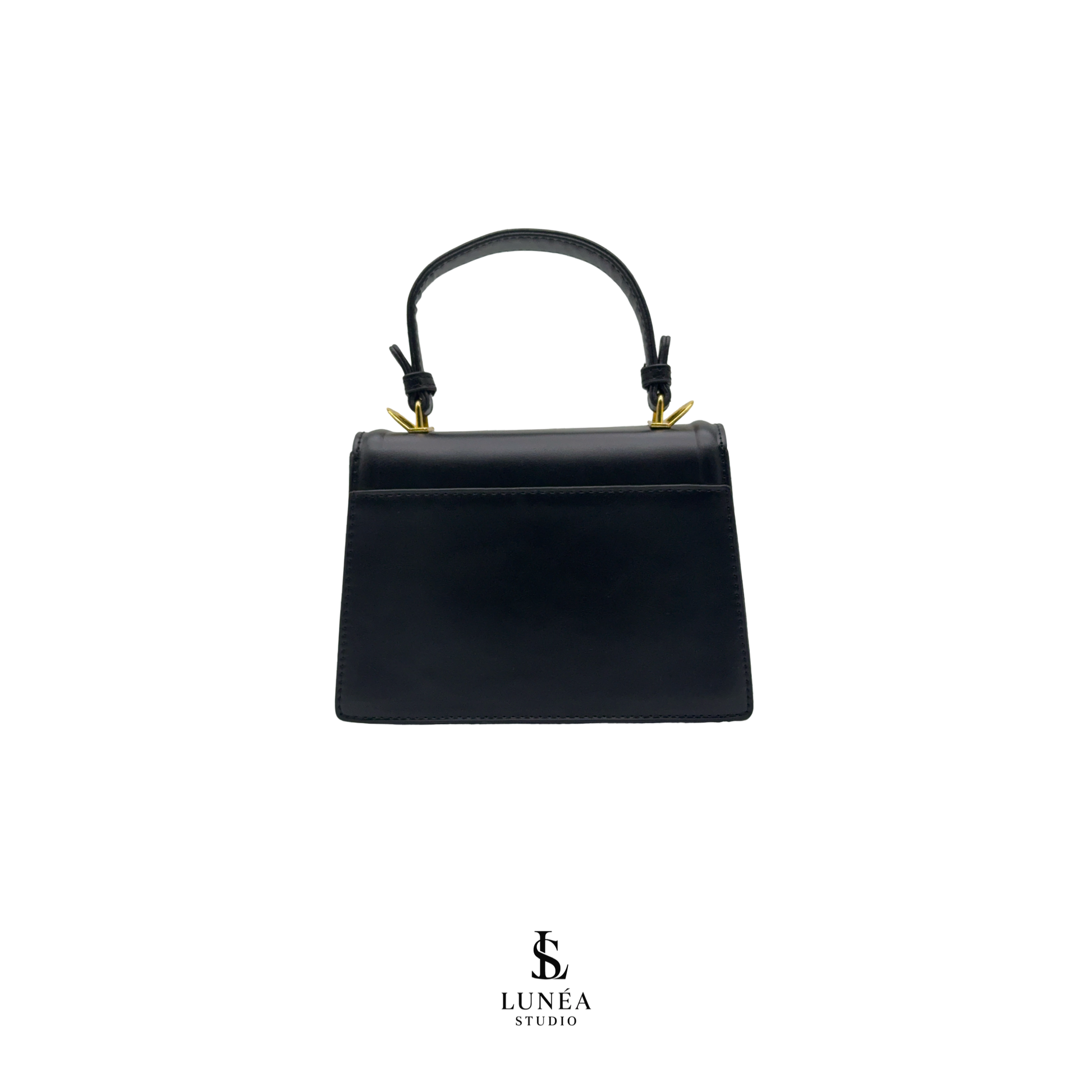 Mini Bag – Elegante vegane Handtasche in Schwarz mit Goldschnalle