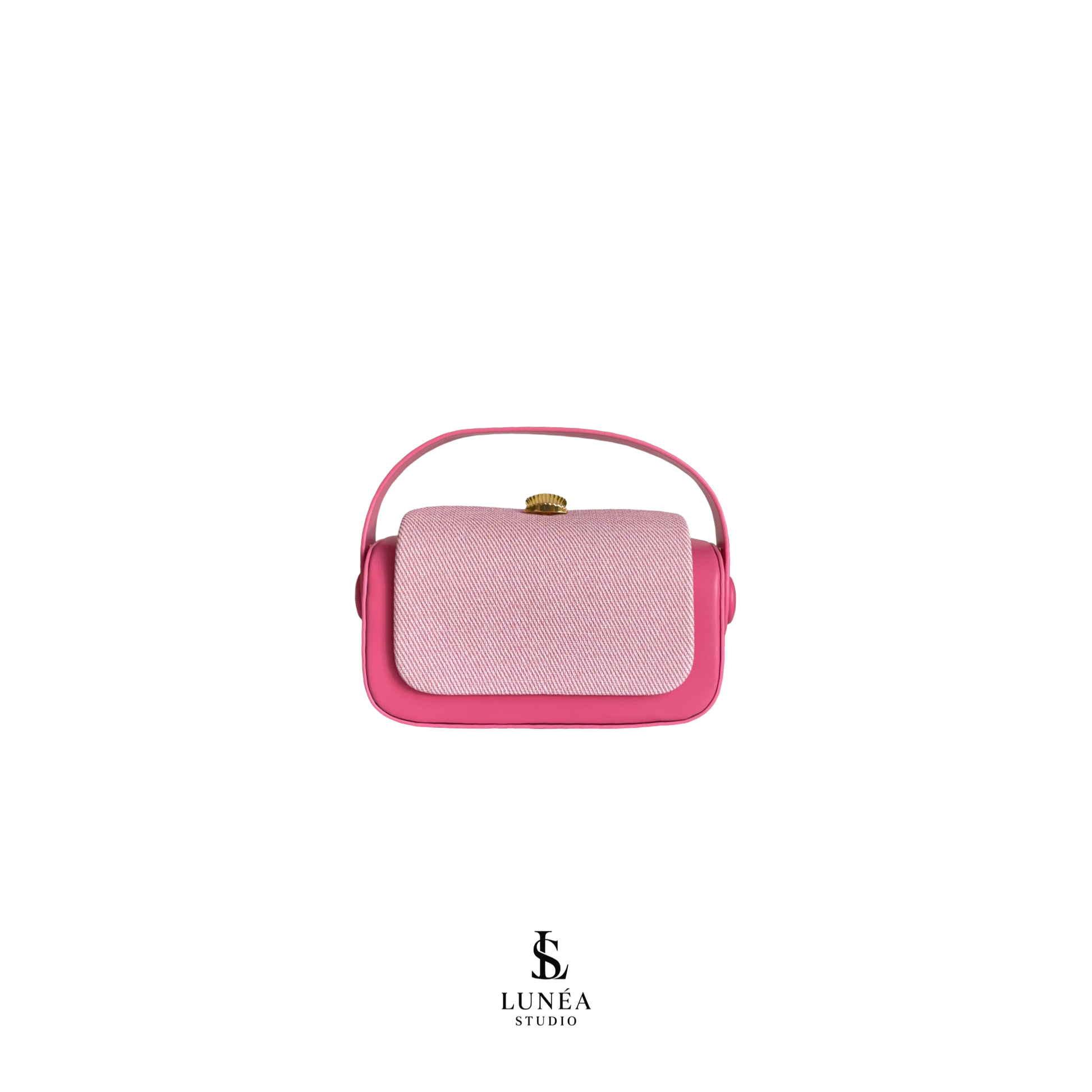 Rectangle Bag – Rosa Umhängetasche mit Stoffdetail & goldener Schnalle