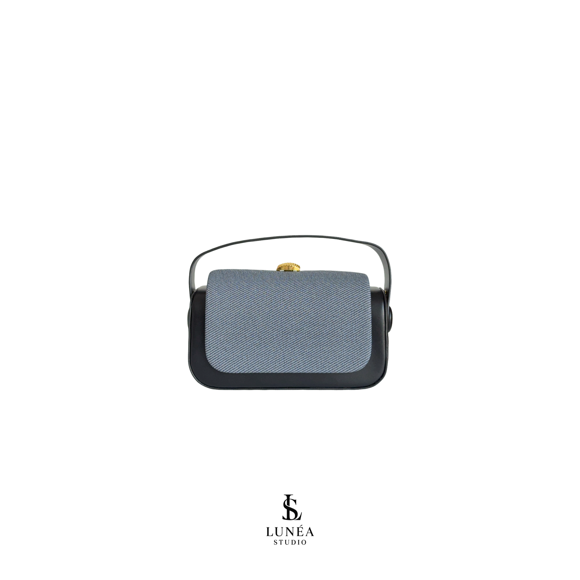 Rectangle Bag – Schwarze Umhängetasche mit Stoffdetail & goldener Schnalle