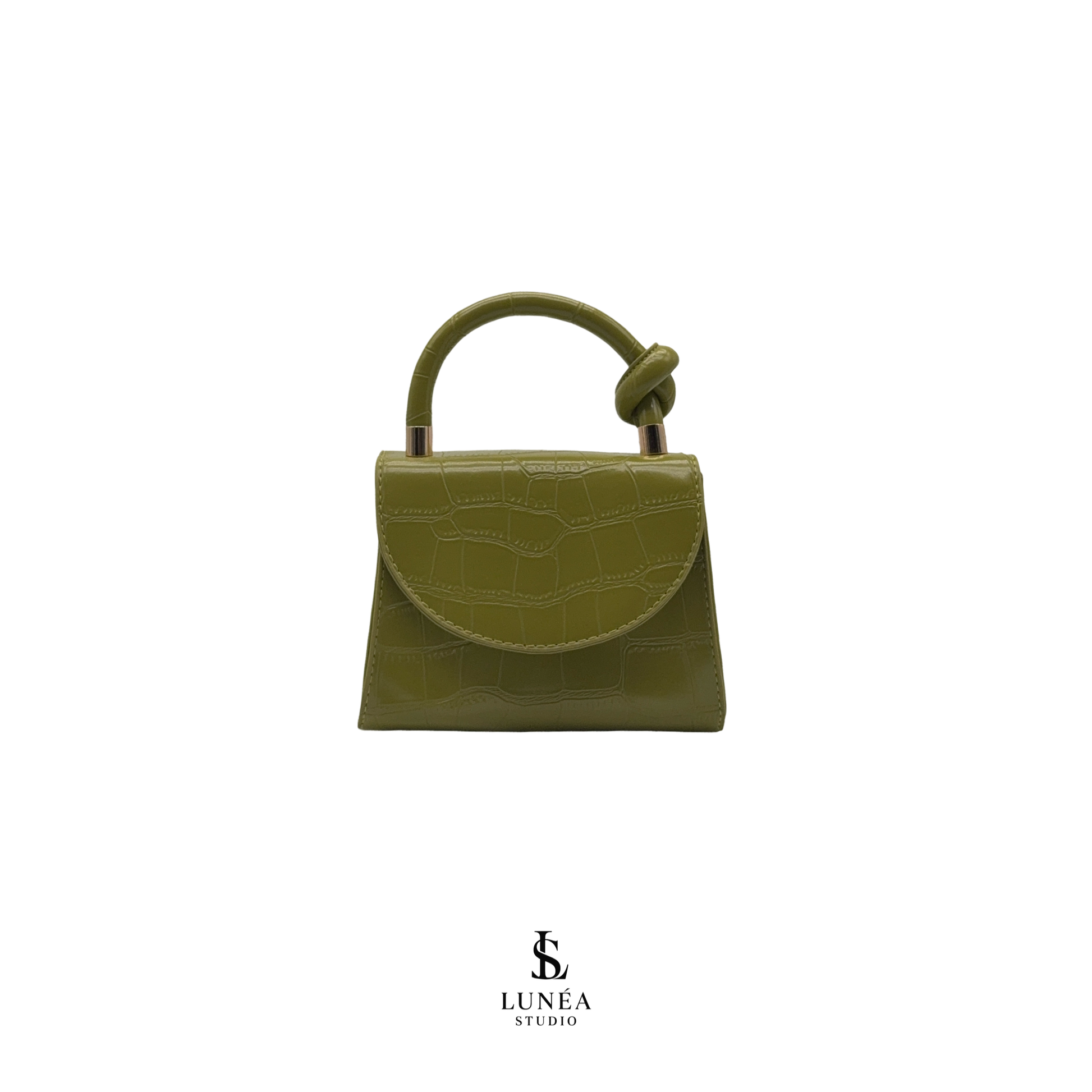 Mini Bag – Limettengrüne Tasche mit Kroko-Prägung