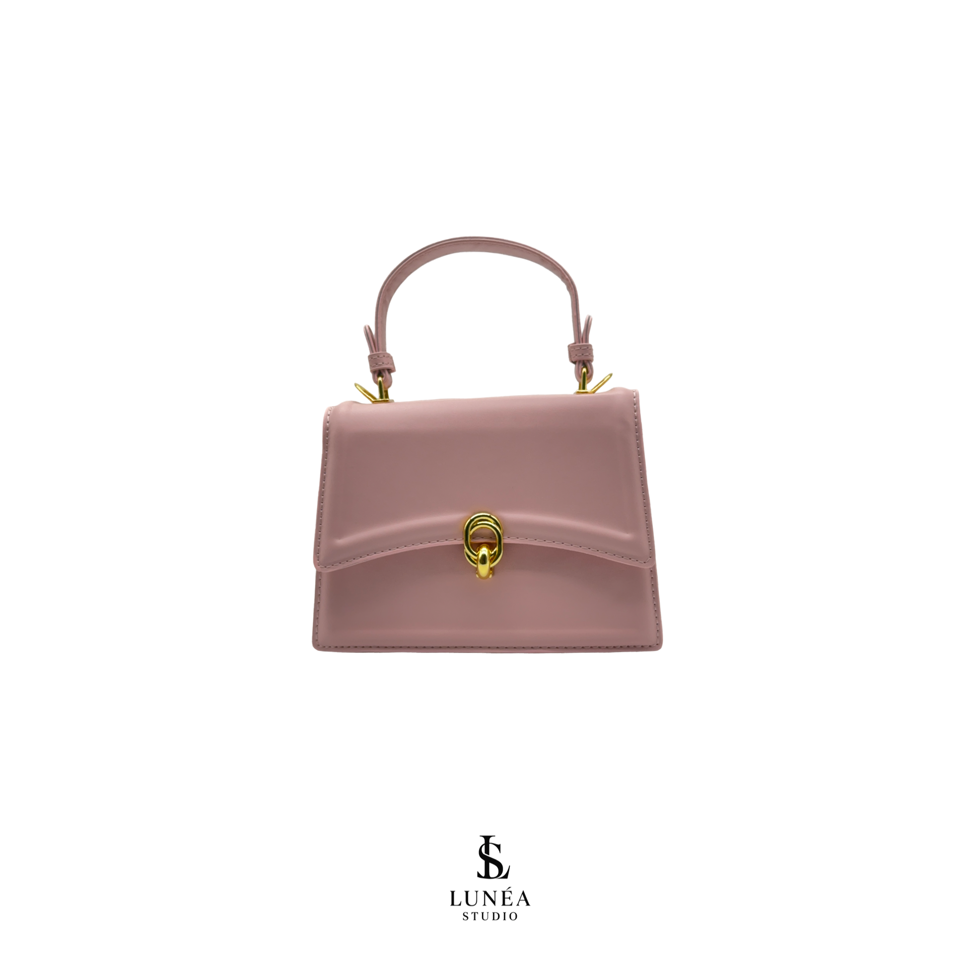 Mini Bag – Elegante vegane Handtasche in Rosé mit Goldschnalle