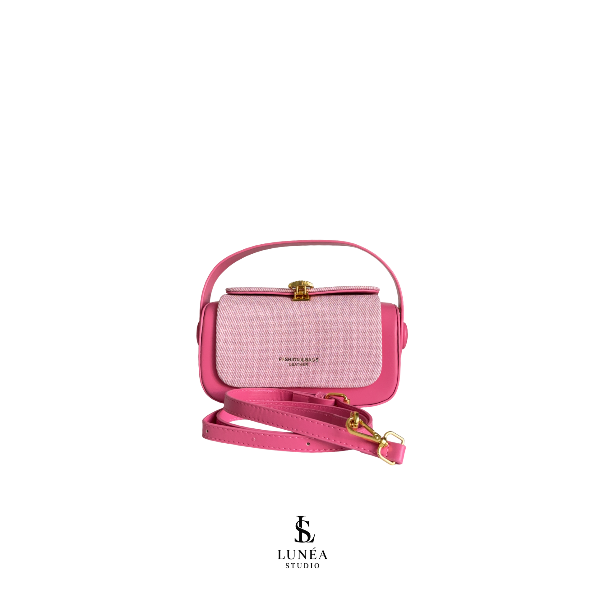 Rectangle Bag – Rosa Umhängetasche mit Stoffdetail & goldener Schnalle