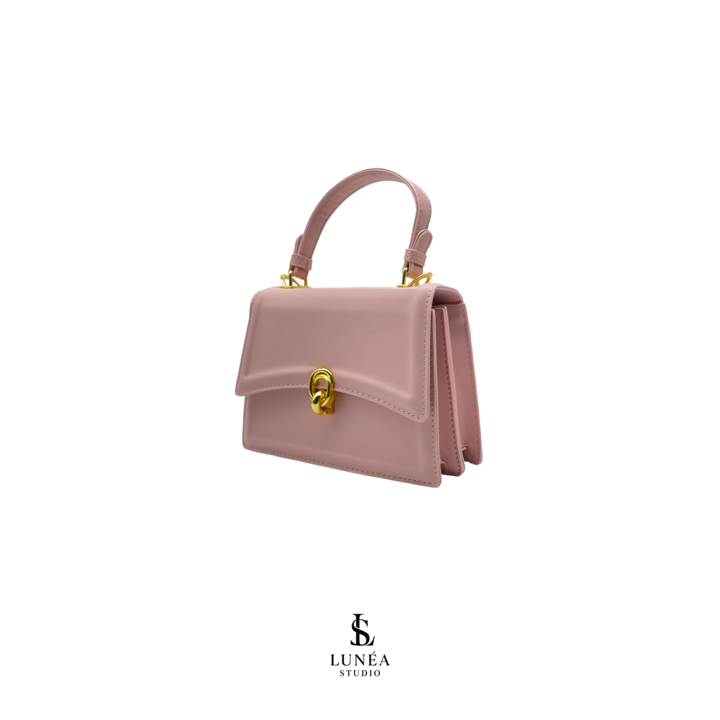 Mini Bag – Elegante vegane Handtasche in Rosé mit Goldschnalle