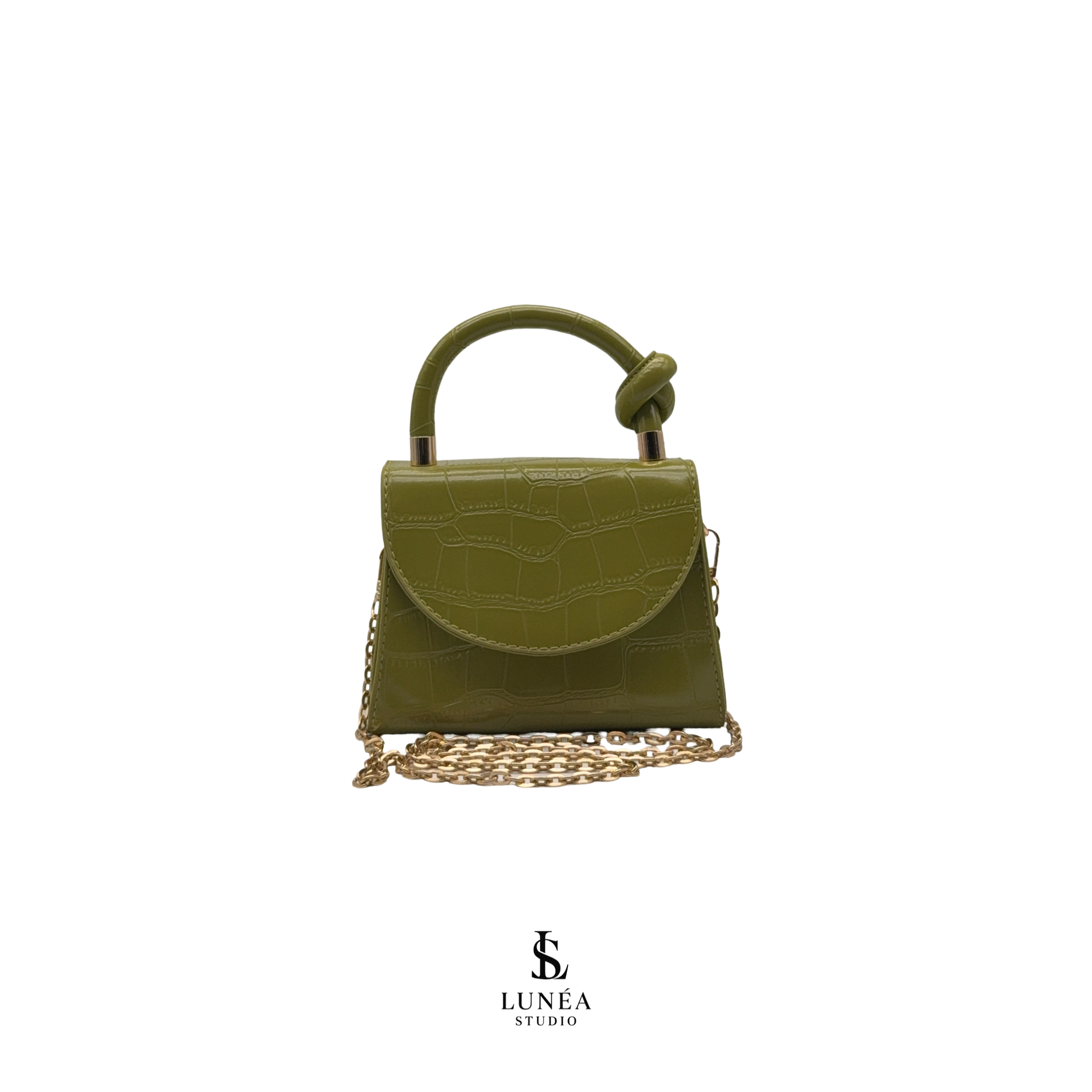 Mini Bag – Limettengrüne Tasche mit Kroko-Prägung