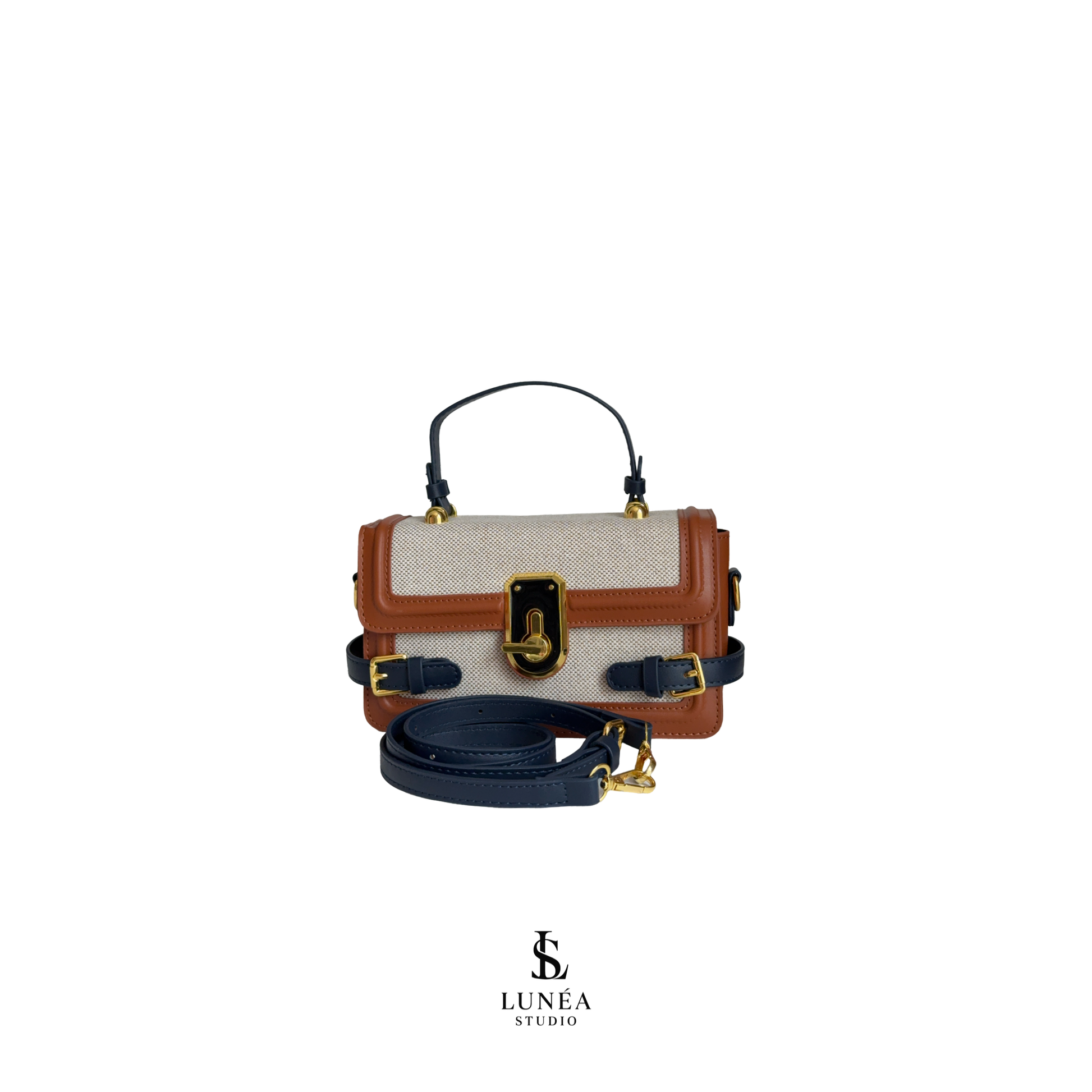Marais Bag – Edle Umhängetasche in Cognac & Marine