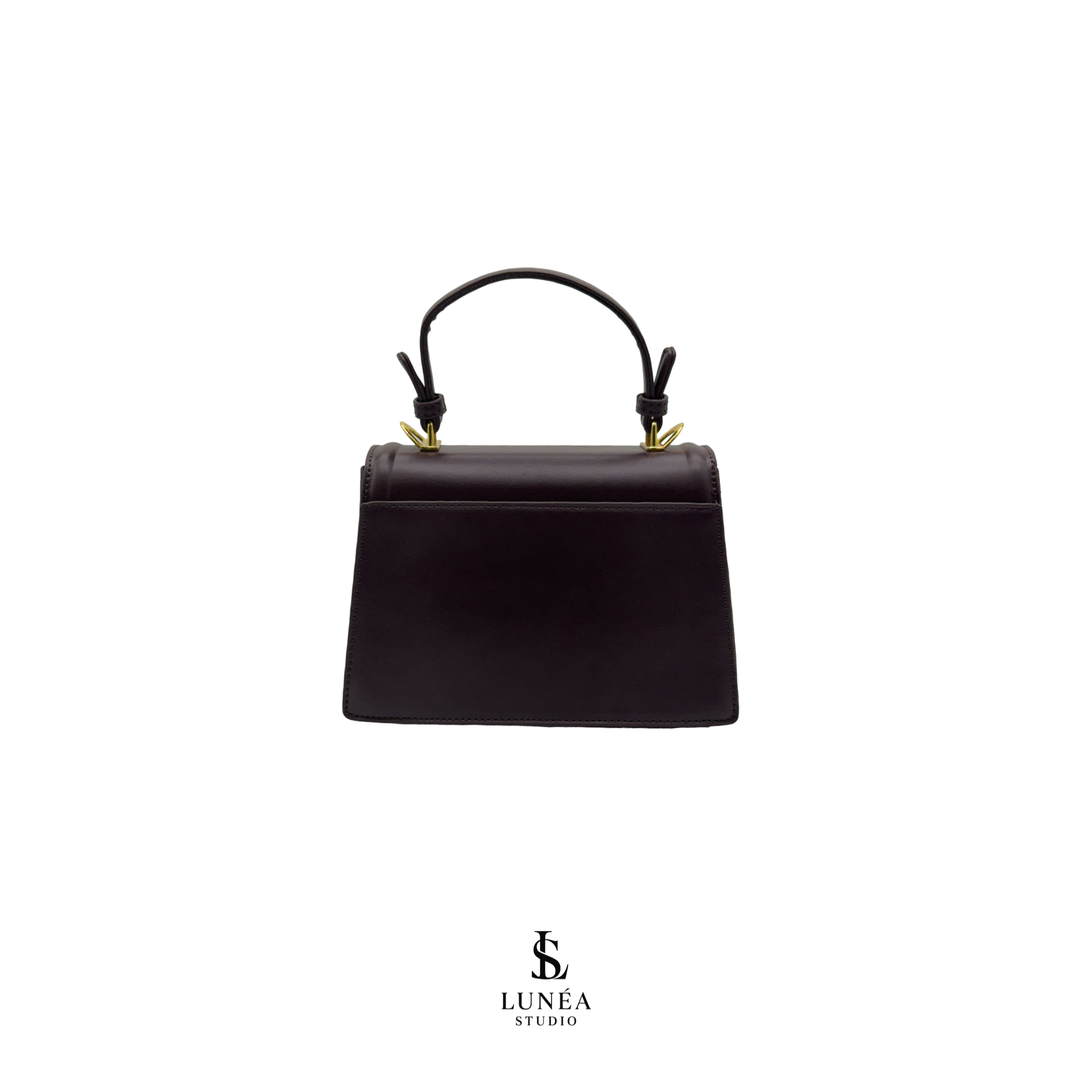 Mini Bag – Elegante vegane Handtasche in Dunkelbraun mit Goldschnalle