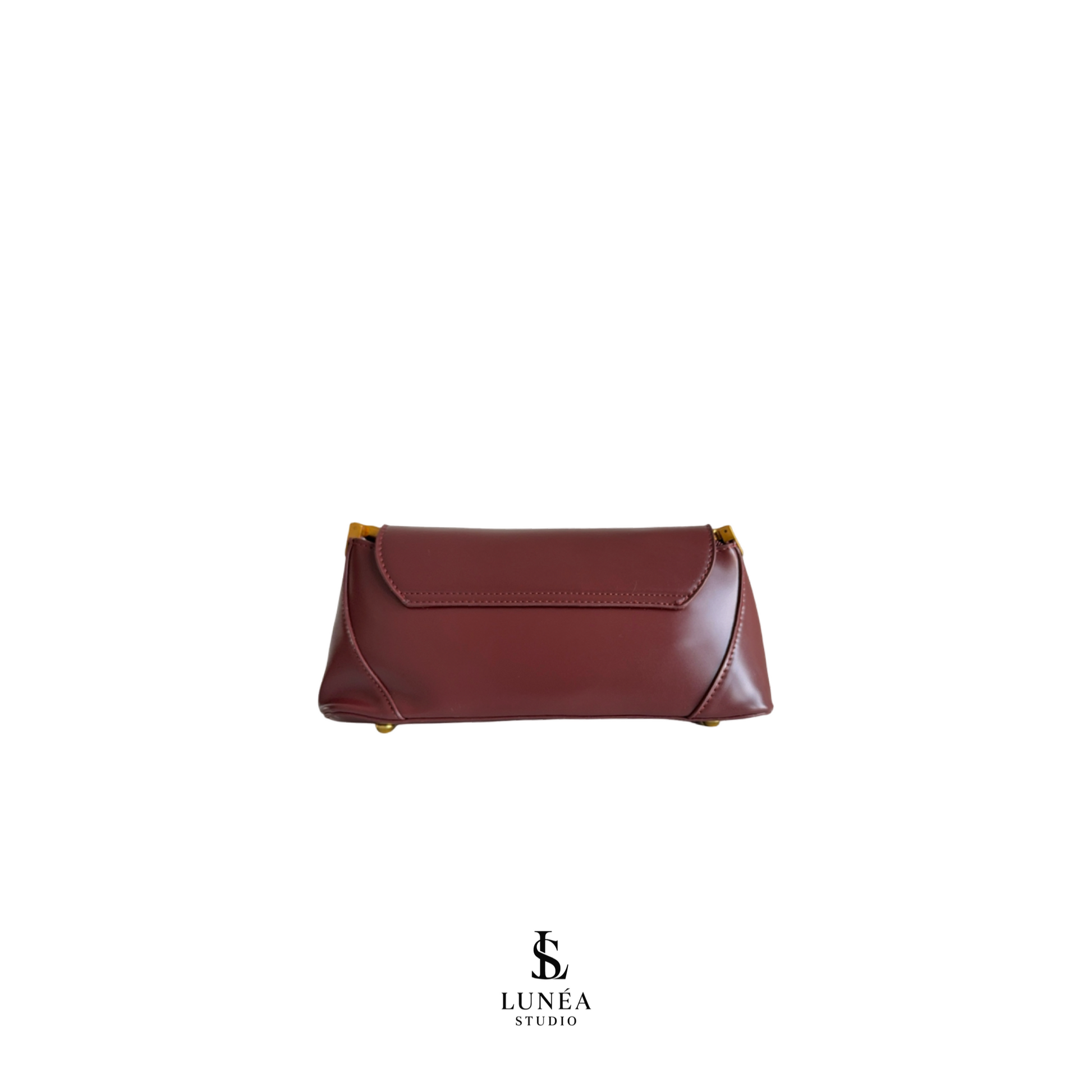 Amélie Bag – Braunrote Schultertasche mit Goldverschluss