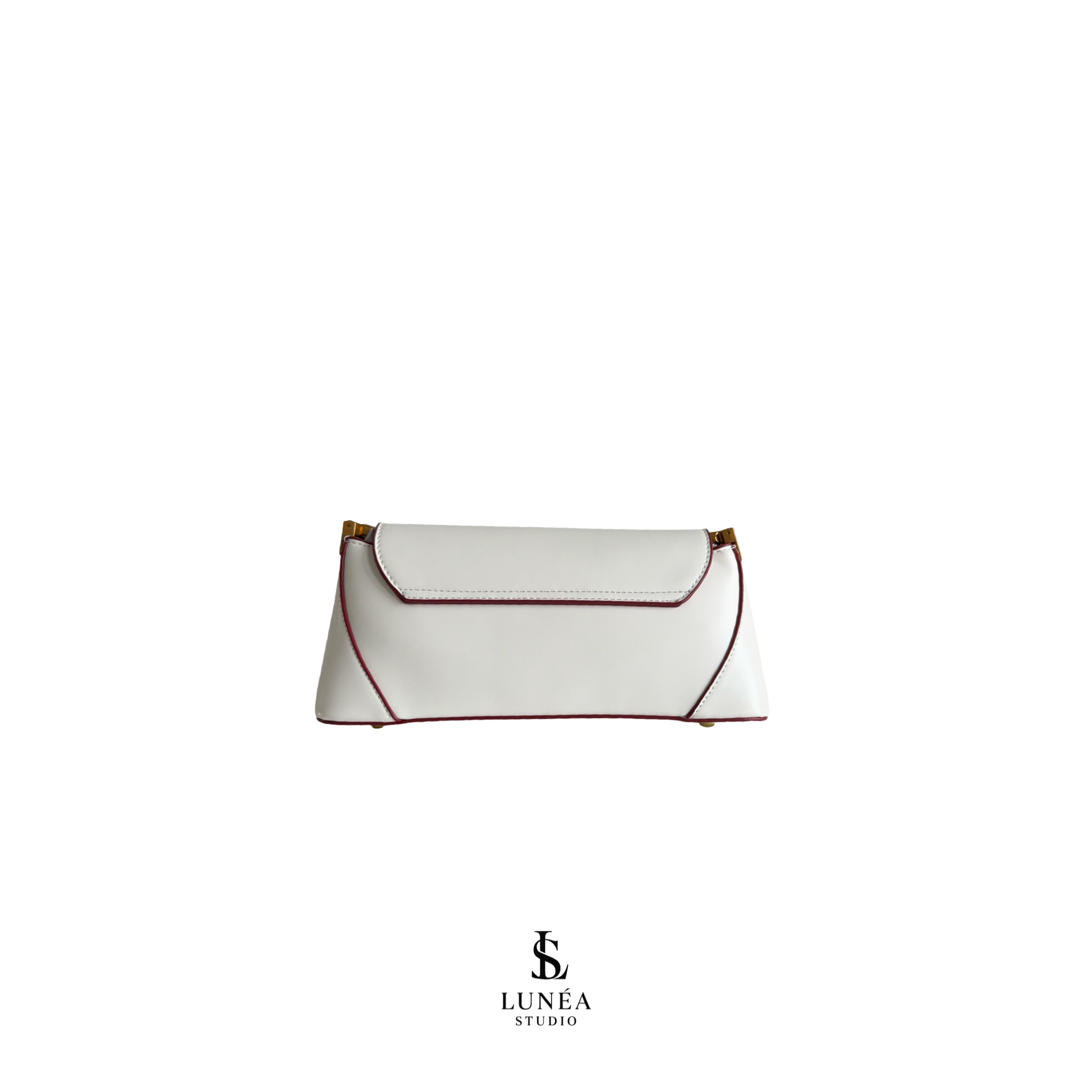 Amélie Bag – Weiße Schultertasche mit rotem Akzent und Goldverschluss