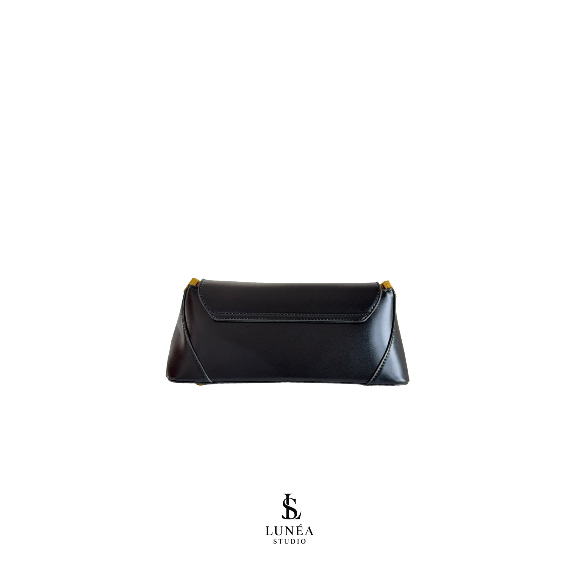Amélie Bag – Schwarze Schultertasche mit Goldverschluss
