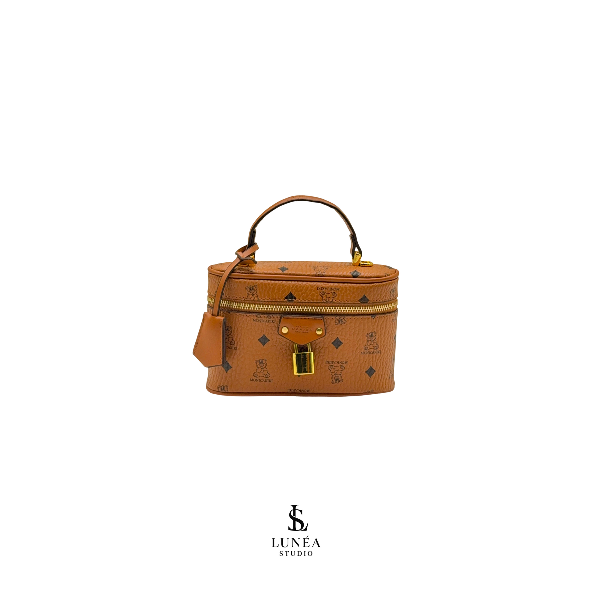 Vault Bag – Mini-Tasche mit Goldschloss & Teddybär-Print
