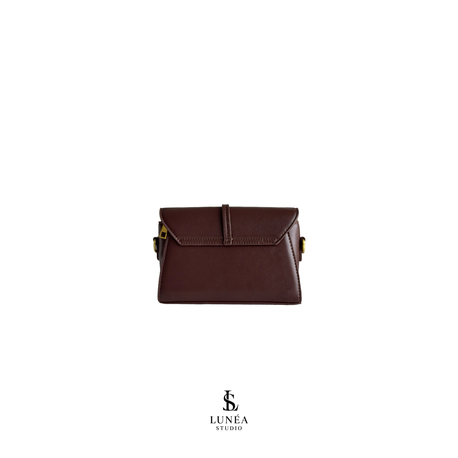 Édit Mini Bag – Braune Tasche Hahnentritt-Stoff & Goldverschluss