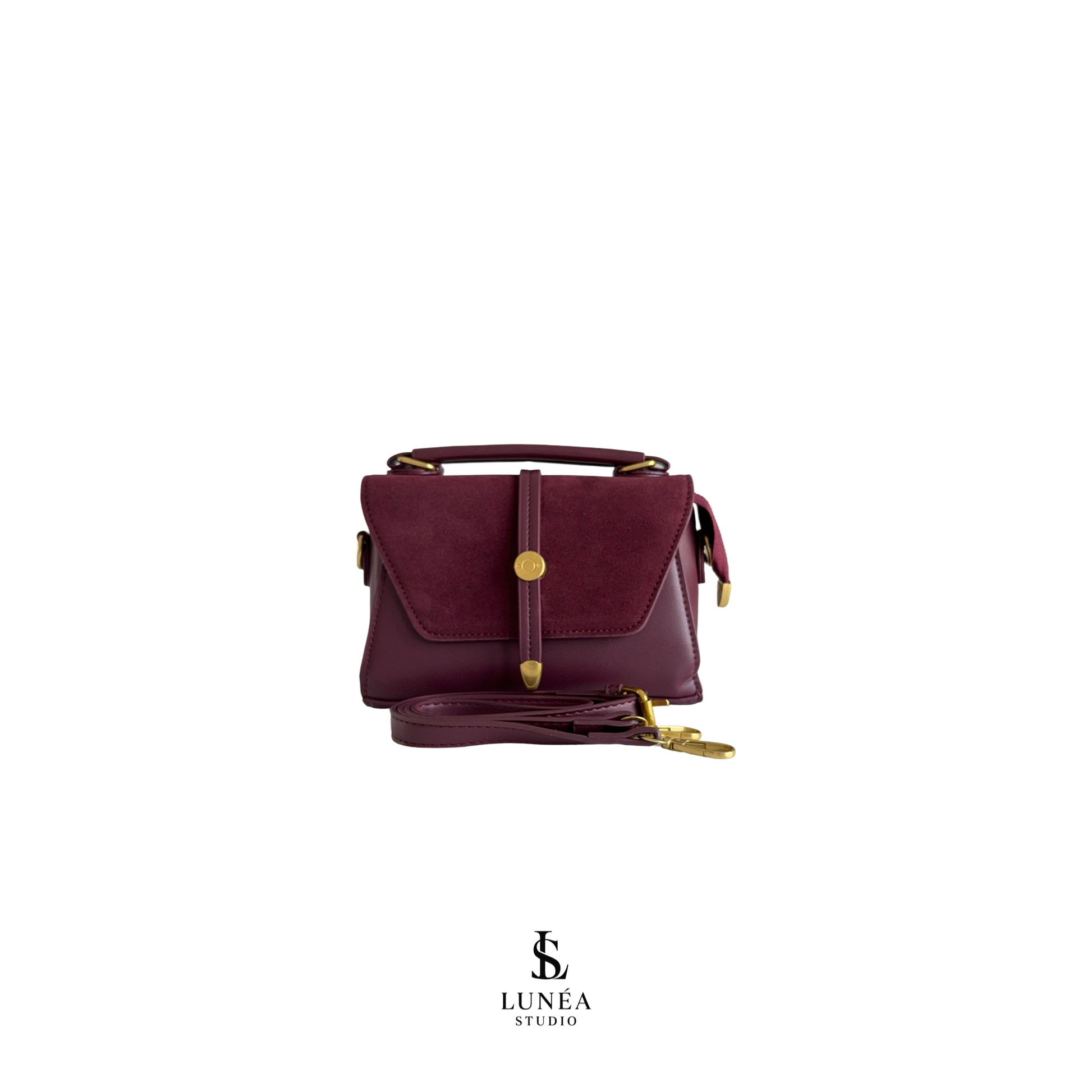 Velvet Mini Bag – Rotweinrote Tasche mit Samtklappe
