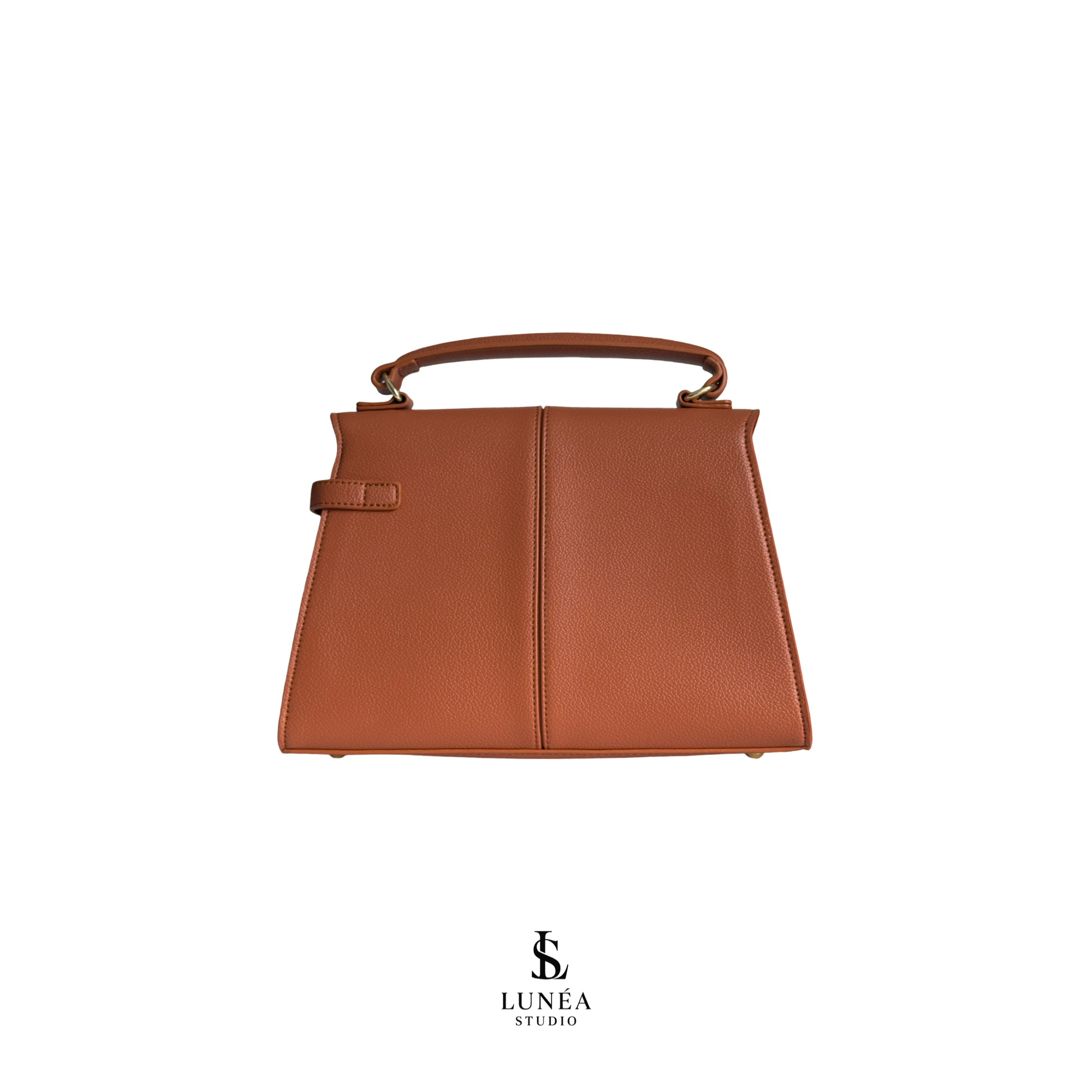 Aria Bag – Signature Handtasche in Cognac mit Goldverschluss