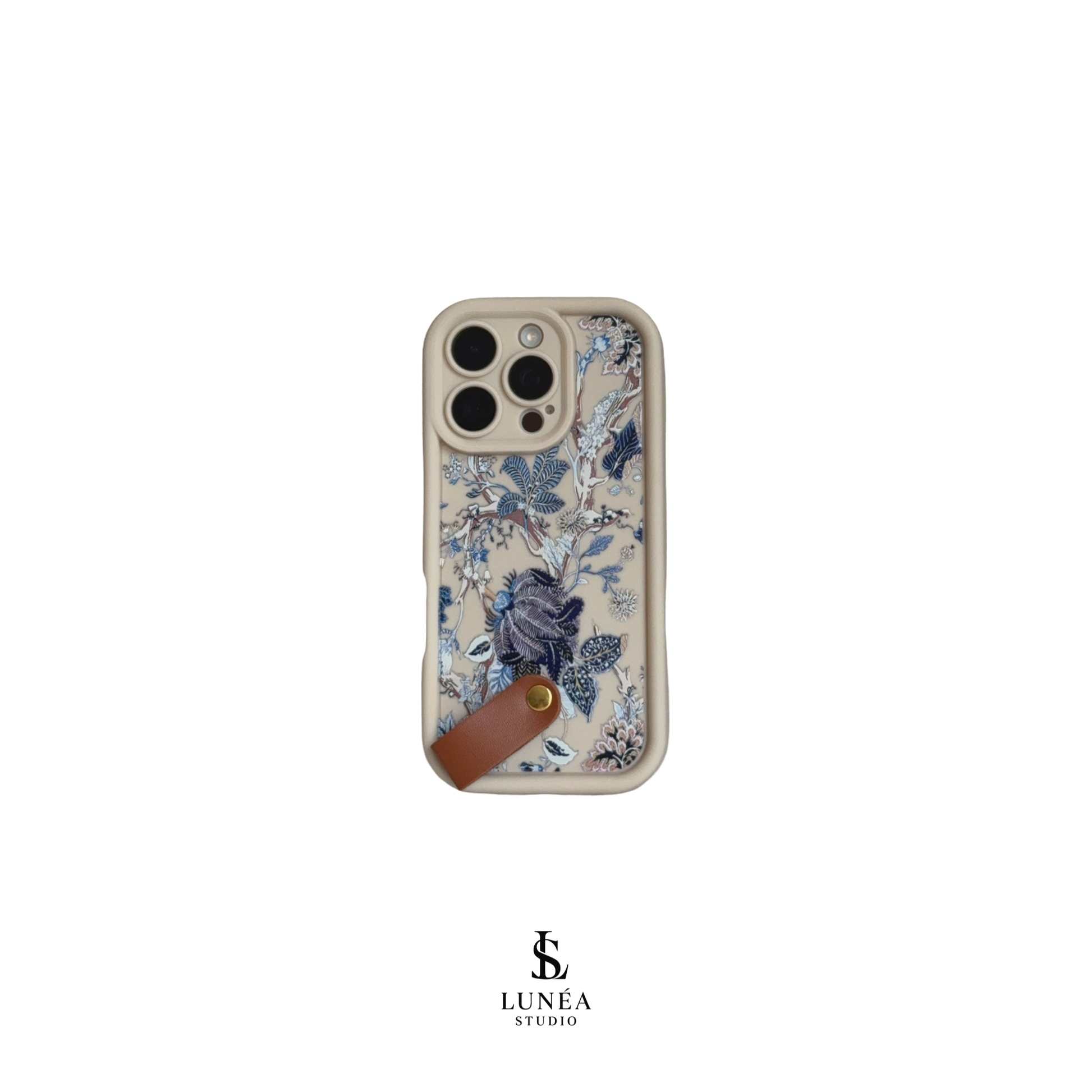 iPhone-Hülle Floral Weiß – Mit Handschlaufe & Retro-Blumenmuster