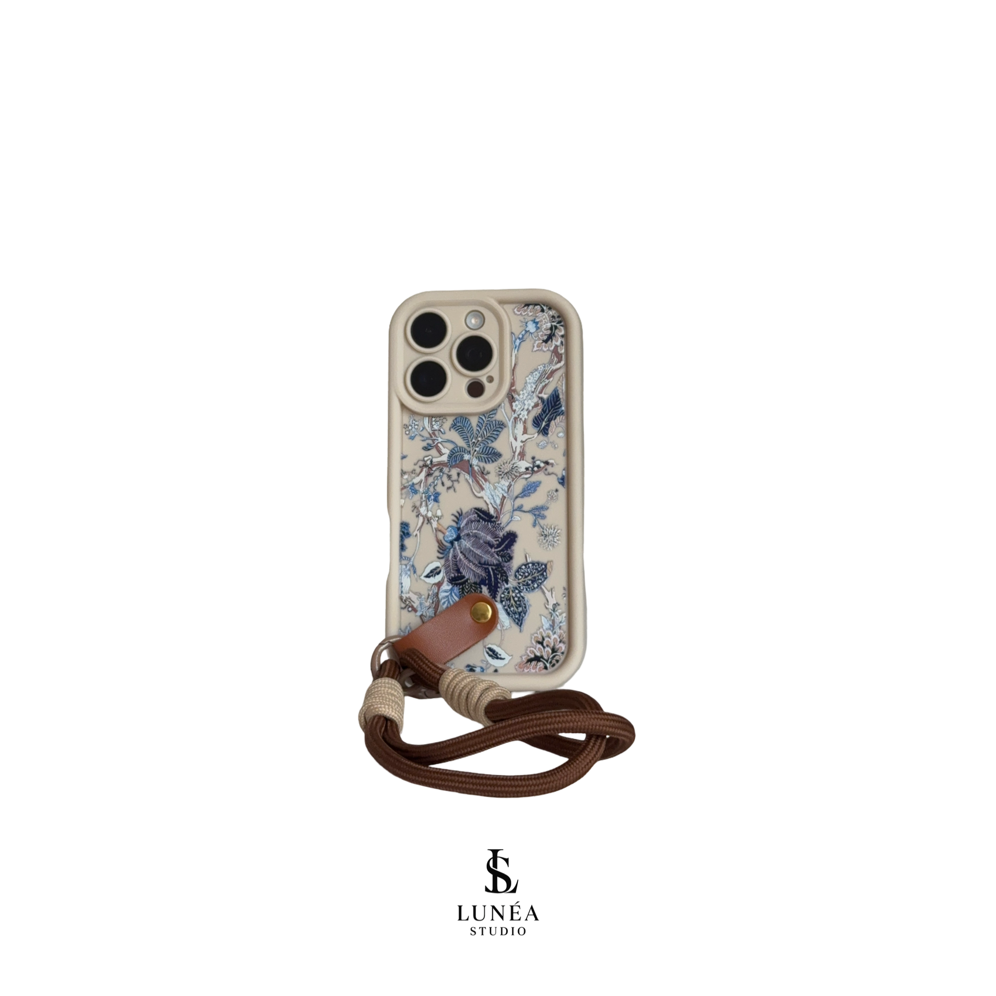 iPhone-Hülle Floral Weiß – Mit Handschlaufe & Retro-Blumenmuster